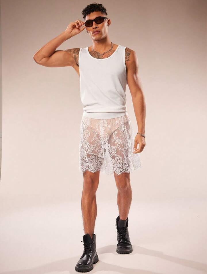 Men's Floral Lace Shorts